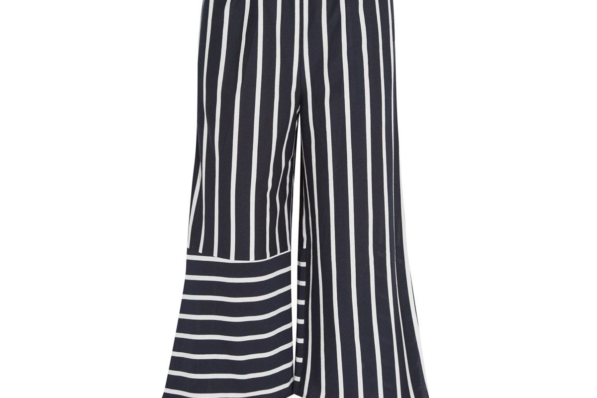 Cropped Striped Cotton-Blend Jersey Pants