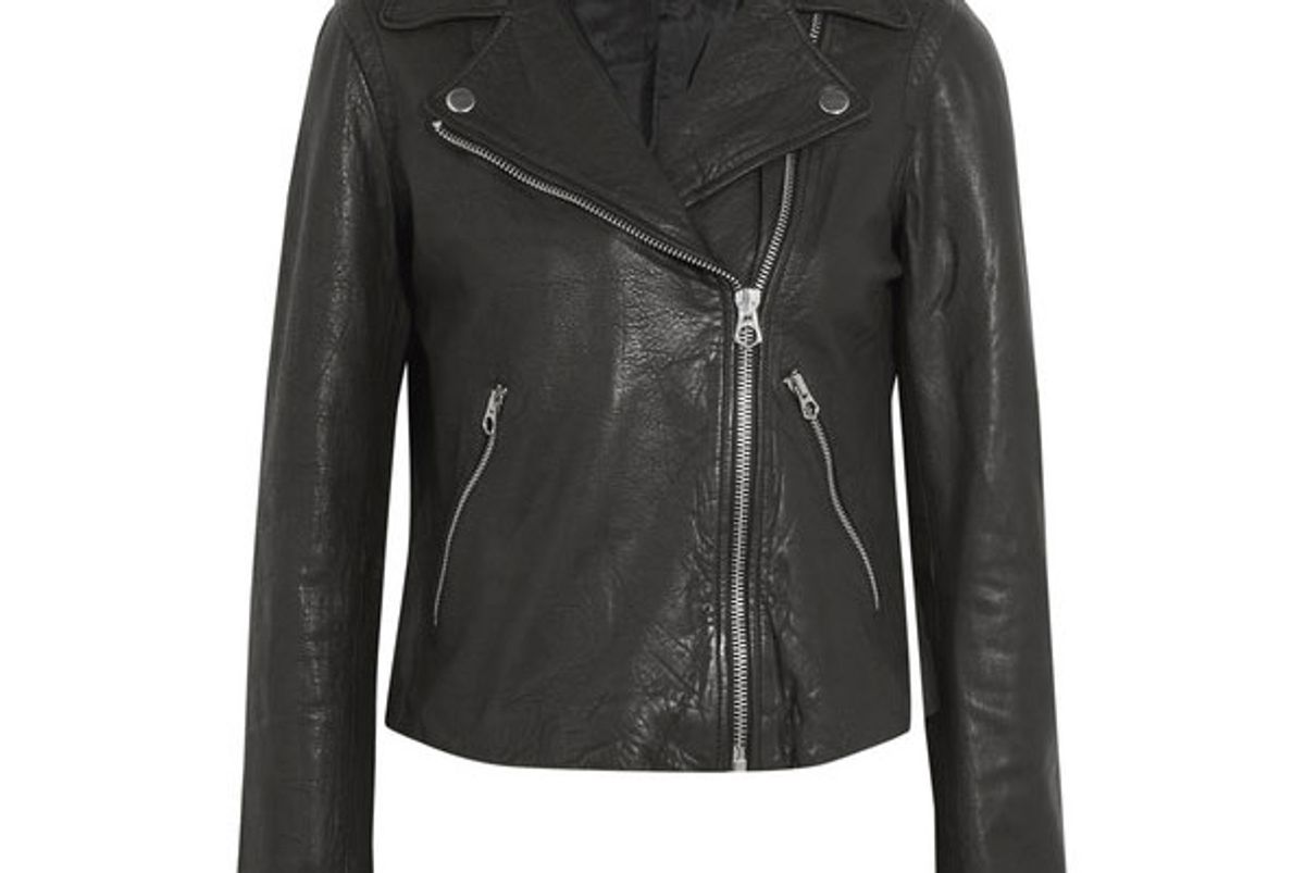 Textured-leather biker jacket