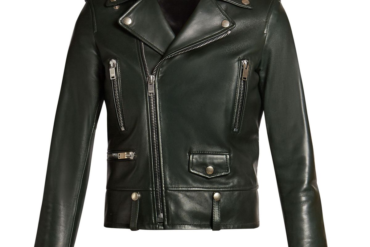 Shrunken-fit leather biker jacket