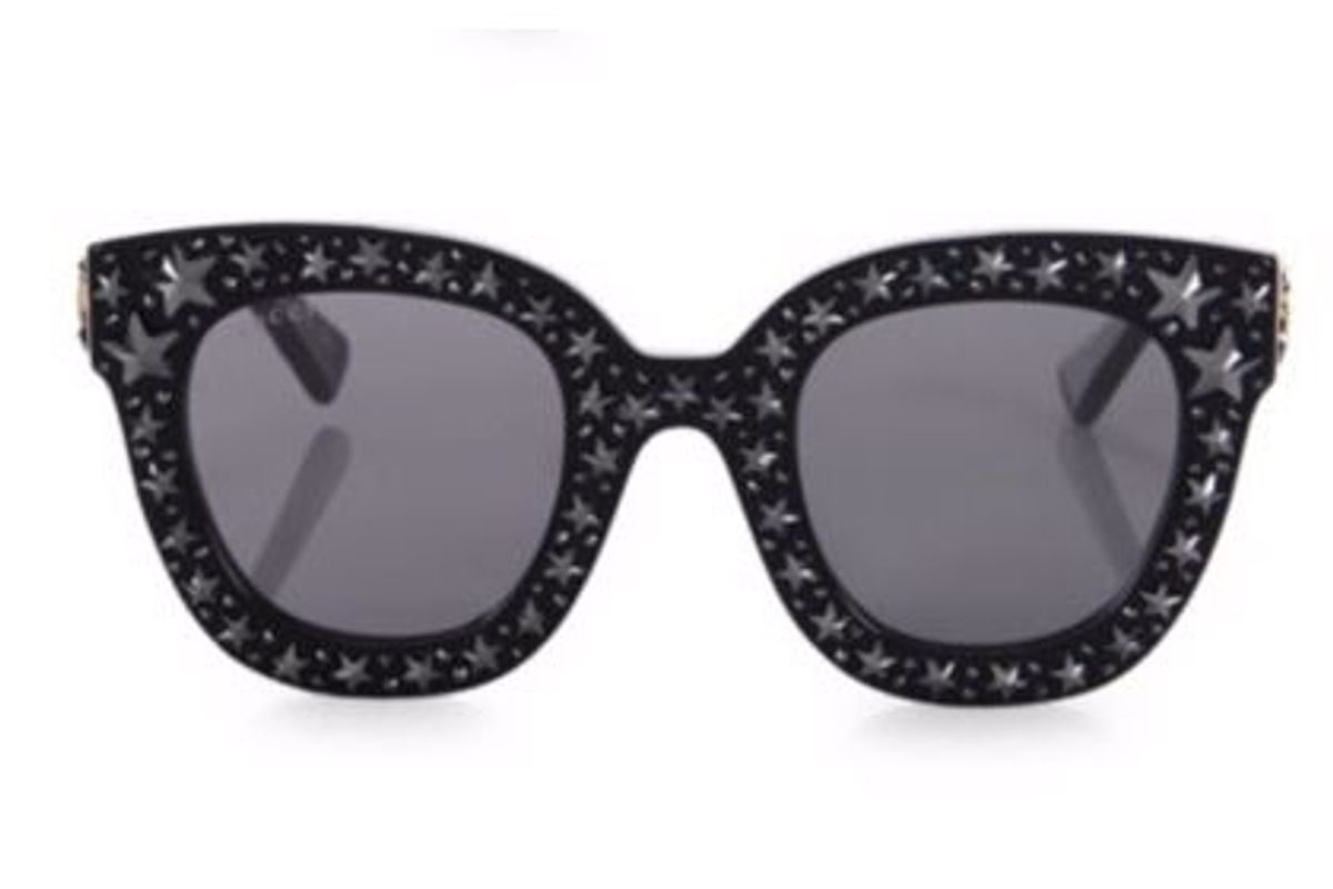 Oversize Crystal Star Mirrored Square Sunglasses