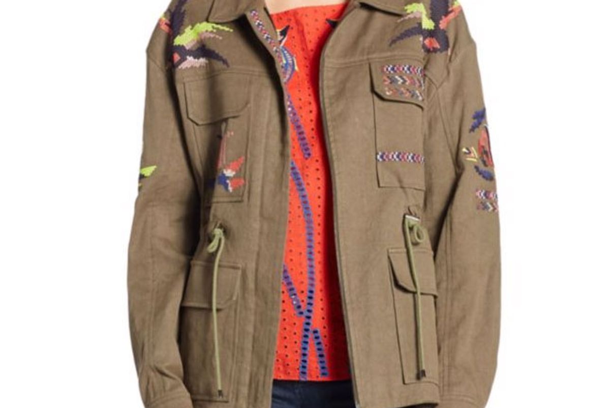 Alina Embroidered Twill Military Jacket