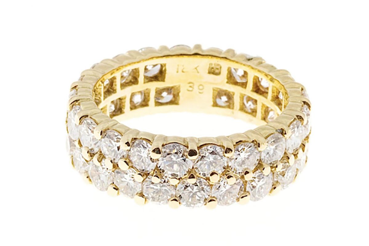 Diamond gold two row eternity band ring