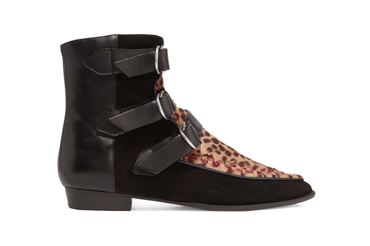 Rowi Leather, Suede and Leopard-Print Calf Hair Boots