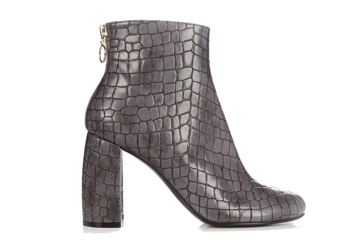 Block-Heel Faux-Leather Ankle Boots