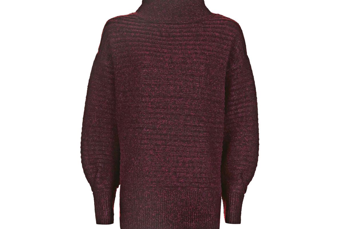 Textured Oversized Cocoon Funnel Neck Jumper