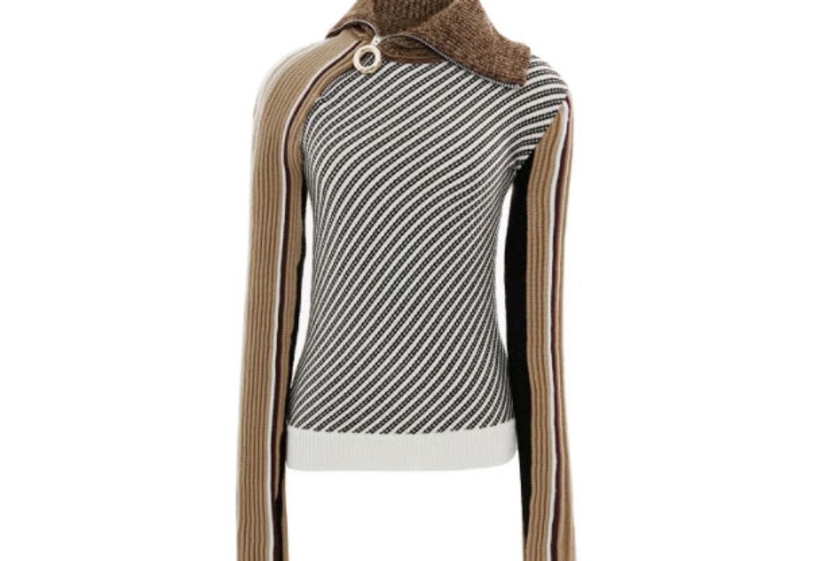 Zip Neck Striped Knit