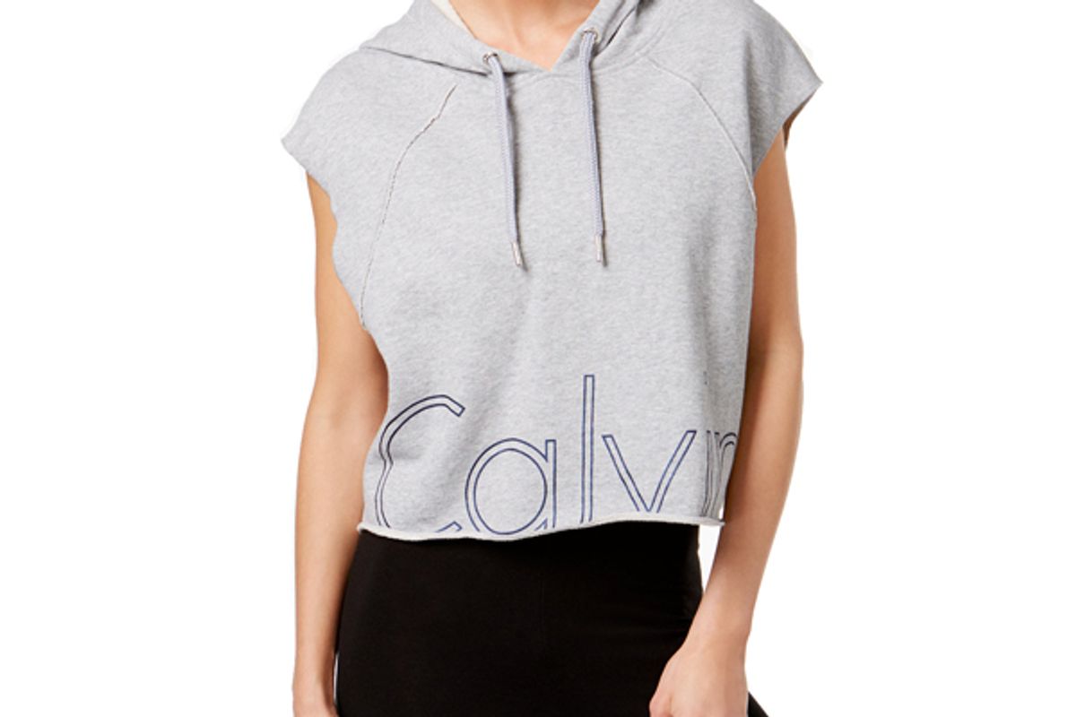 Cotton Cropped Logo Hoodie