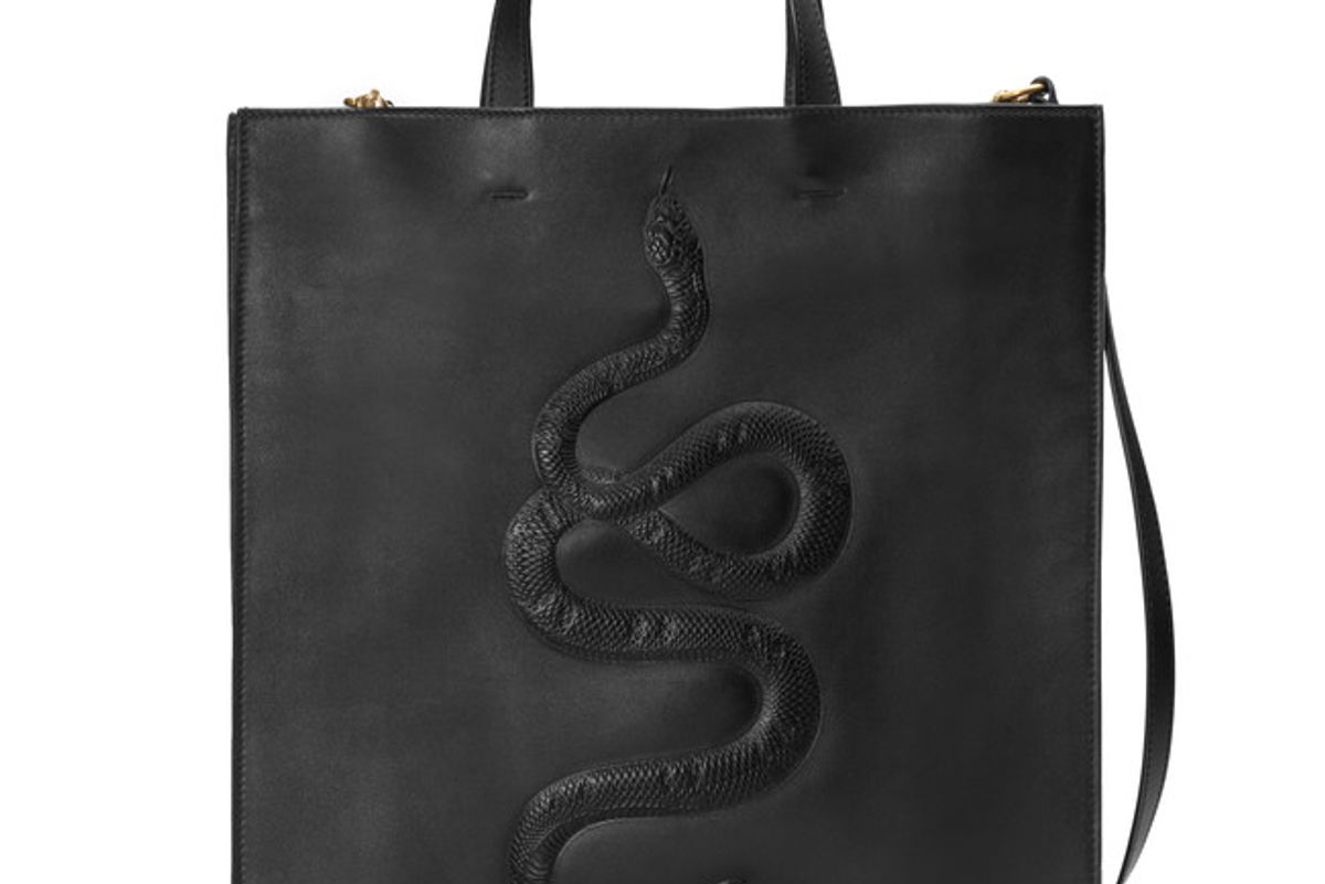 Snake Embossed Leather Soft Tote