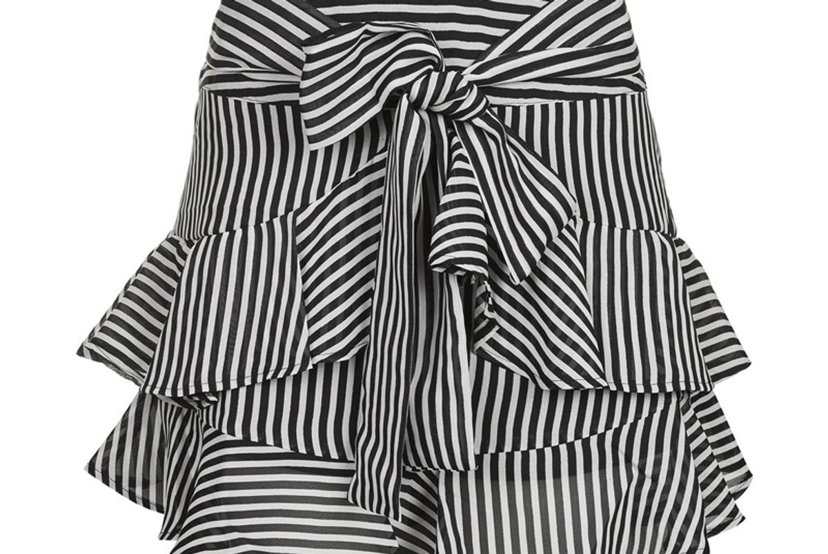 Stripe Ruffle Tie Mini Skirt
