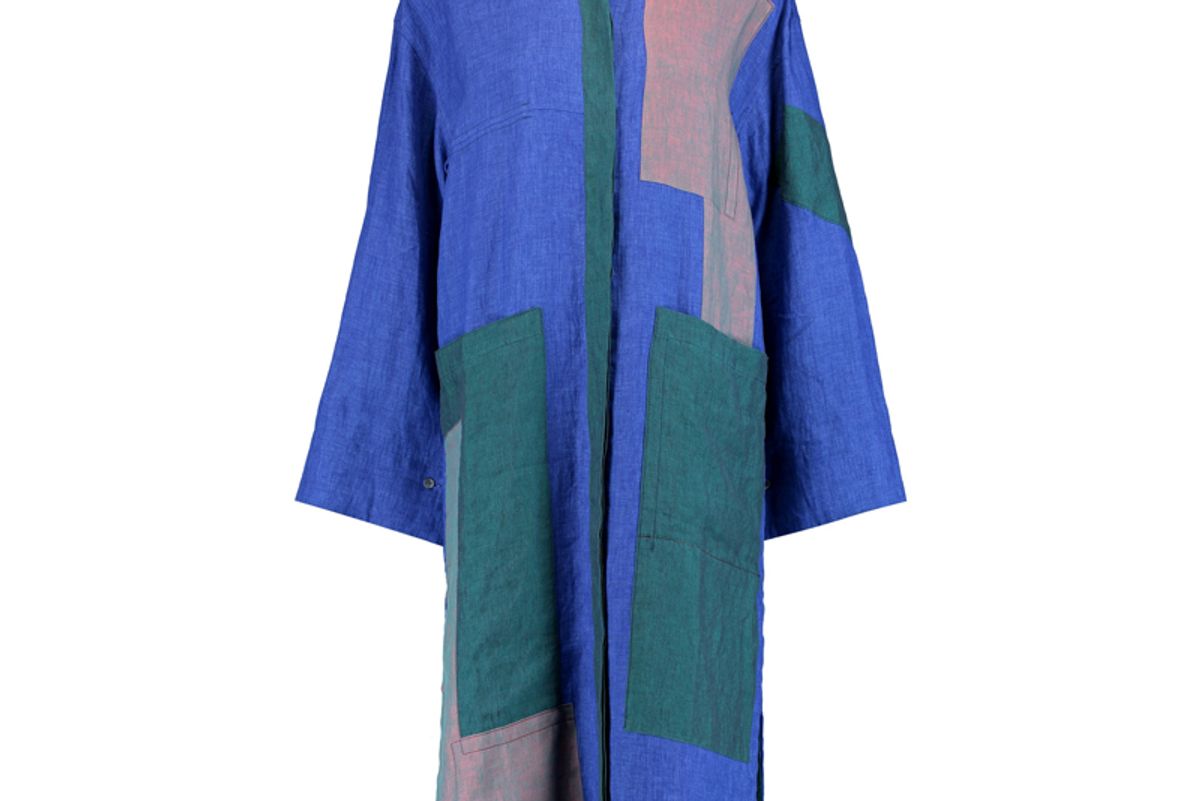 Paneled Linen Midi Dress