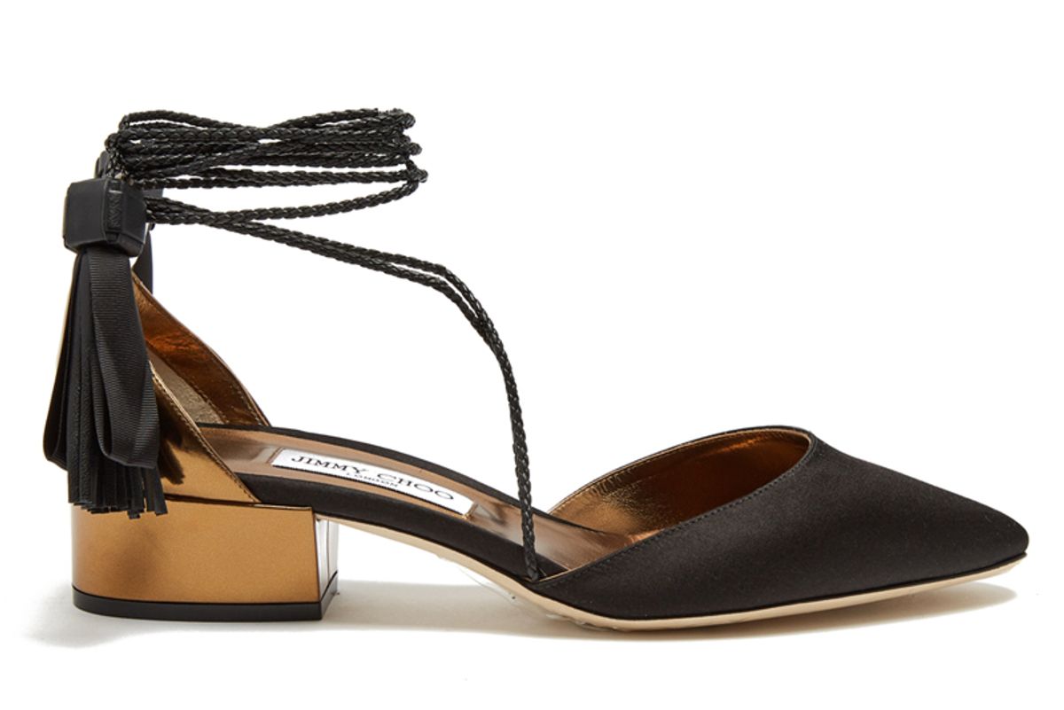 Duchess Satin and Leather Sandals