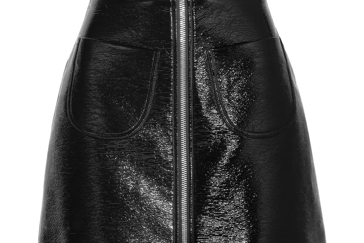 Crinkled Faux Patent-Leather Mini Skirt