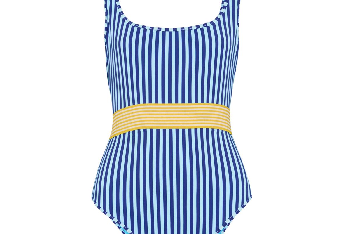 Belted Striped Swimsuit