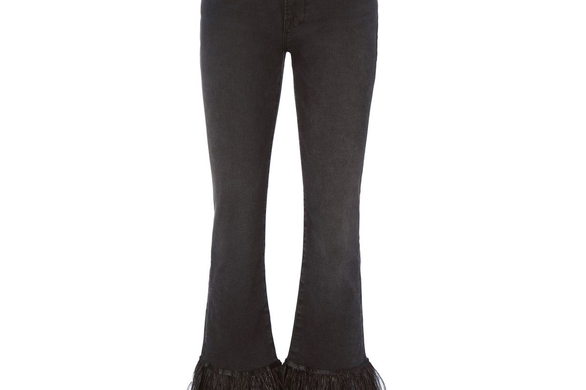 Le High Straight-Leg Ankle Jeans with Feather Hem