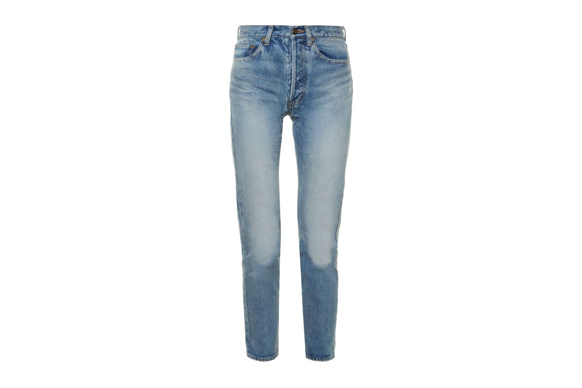 High-rise tapered-leg jeans