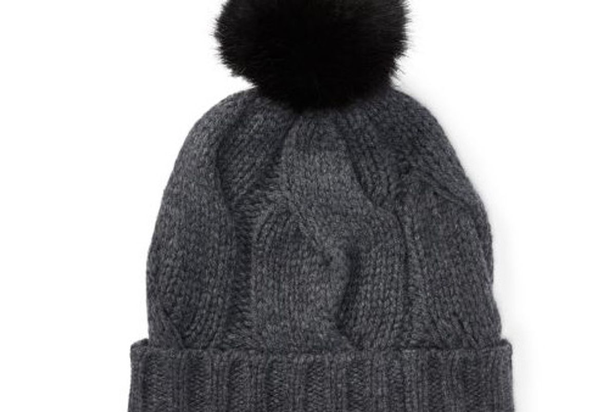 Rope Cable-Knit Pom-Pom Hat