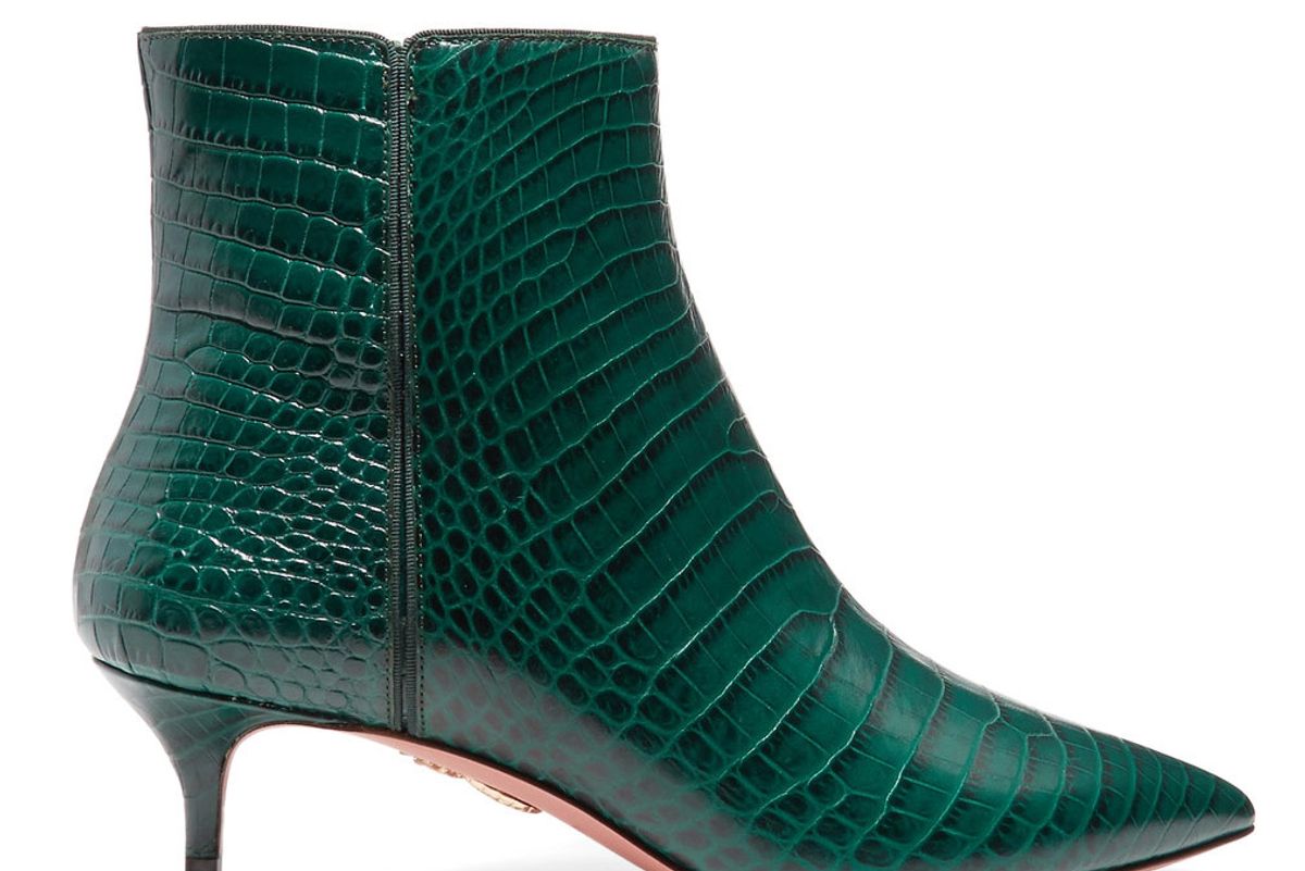 Quant Croc-Effect Leather Ankle Boots