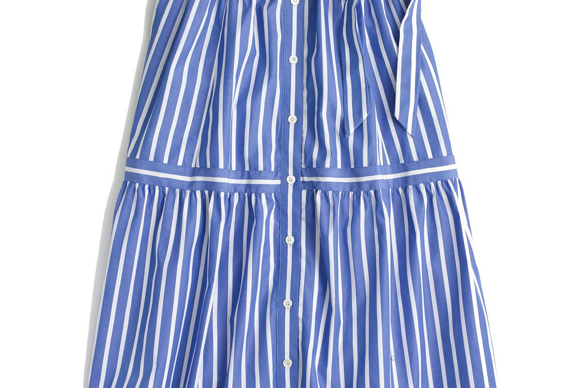 Button-Front Striped Skirt