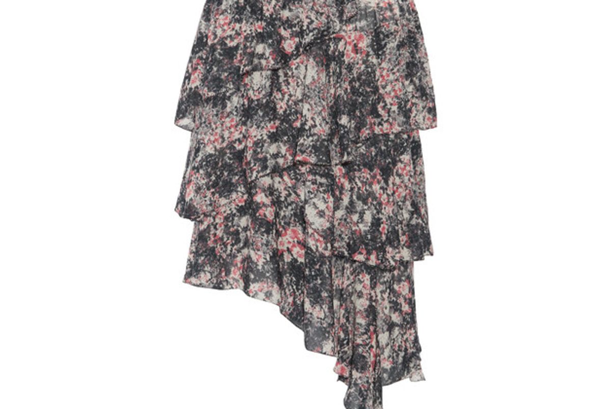 Jeezon Asymmetric Tiered Printed Georgette Skirt