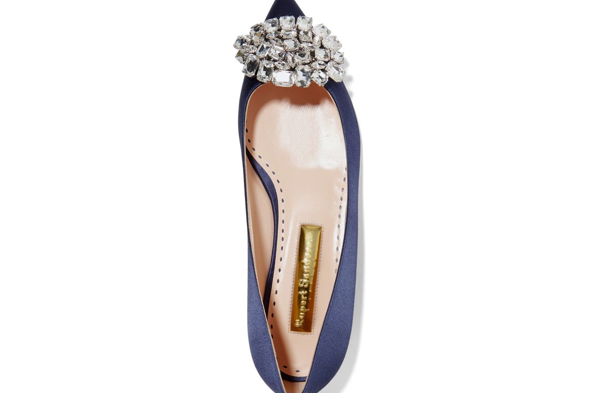 Jewel Bedfa crystal-embellished satin point-toe flats