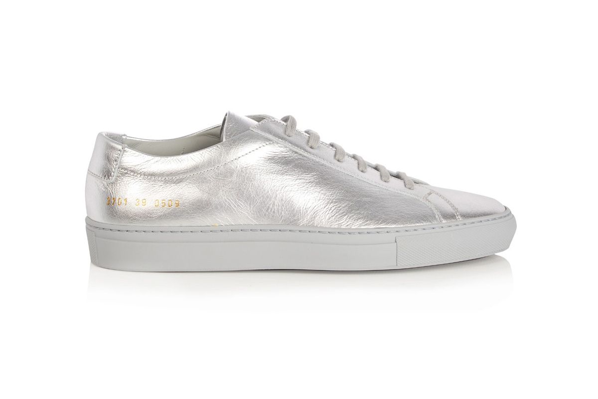 Original Achilles low-top leather trainers in metallic silver
