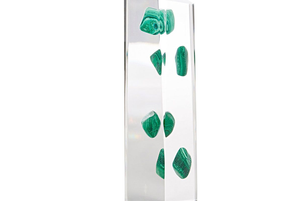 Malachite-Embedded Acrylic Pillar Bookend