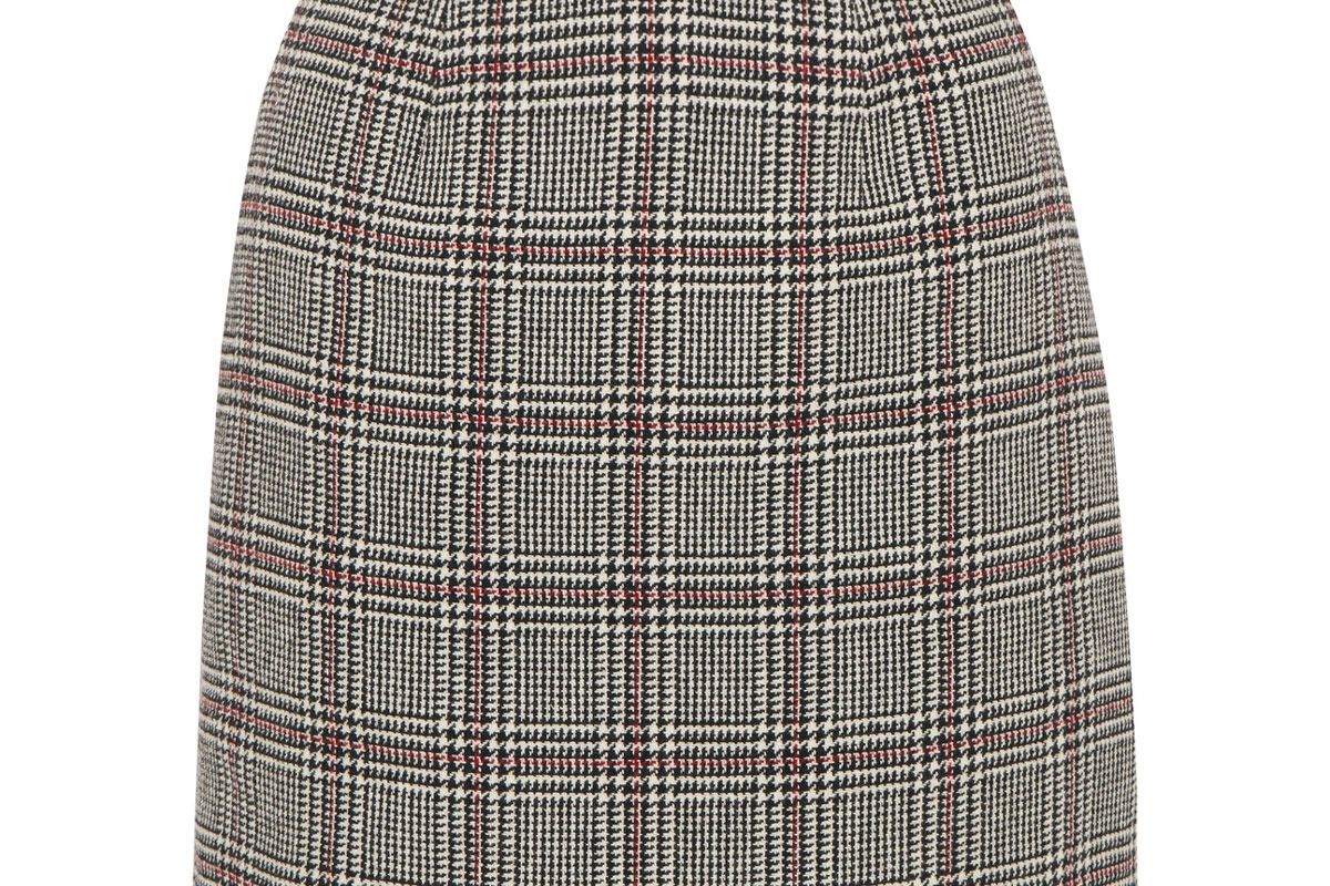 Checked Wool-Blend Mini Skirt