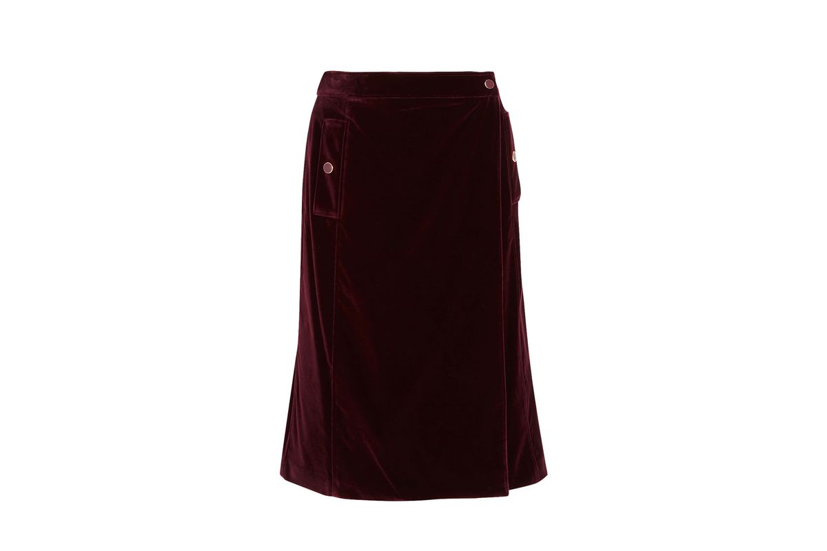 Aydee Cotton-Blend Velvet Wrap Skirt