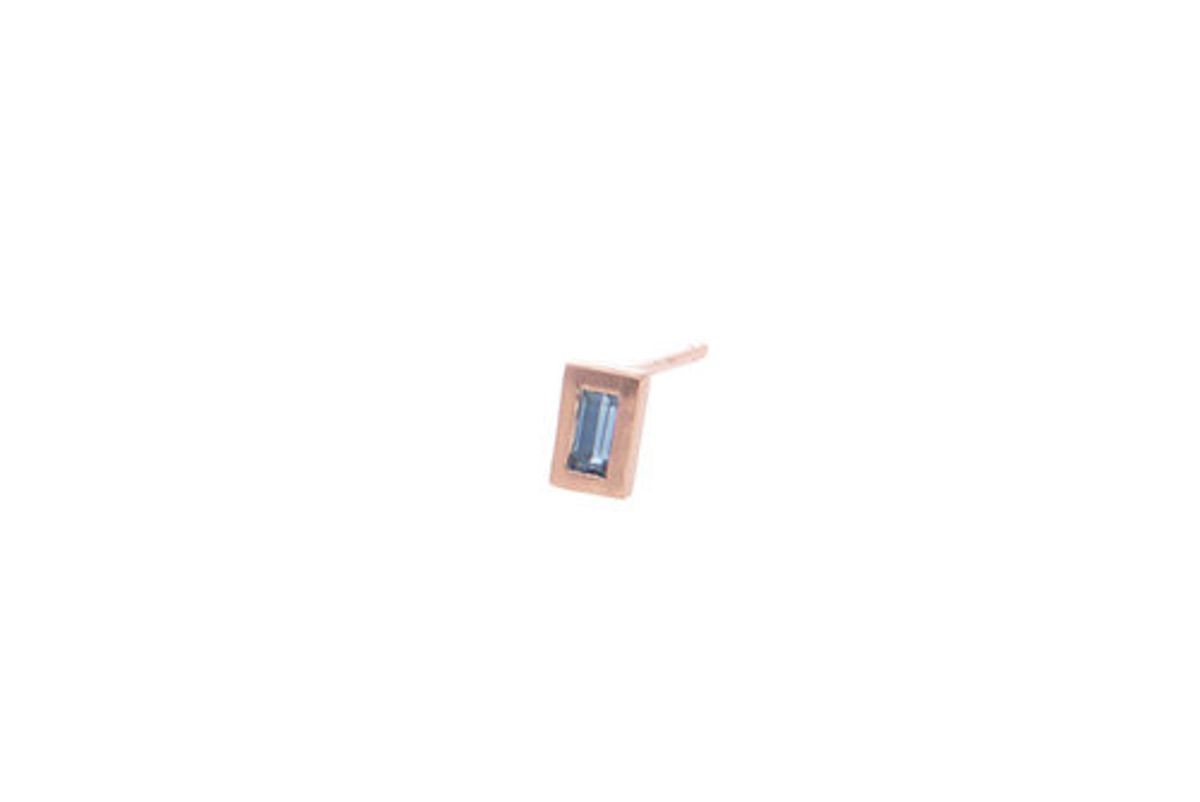 Rectangle Earring with Sapphire Baguette, 10K Rose Gold