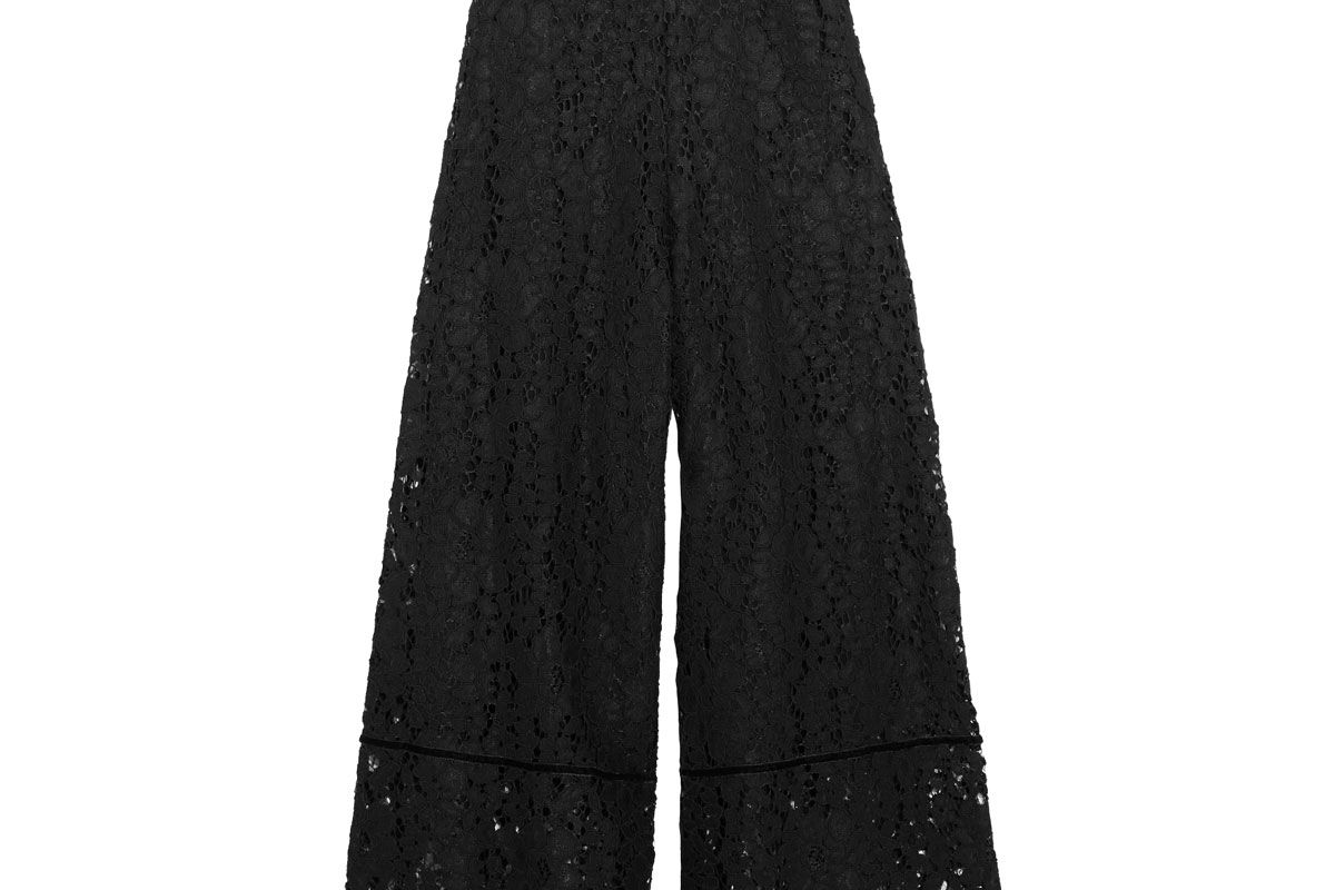 Velvet-Trimmed Corded Lace Culottes