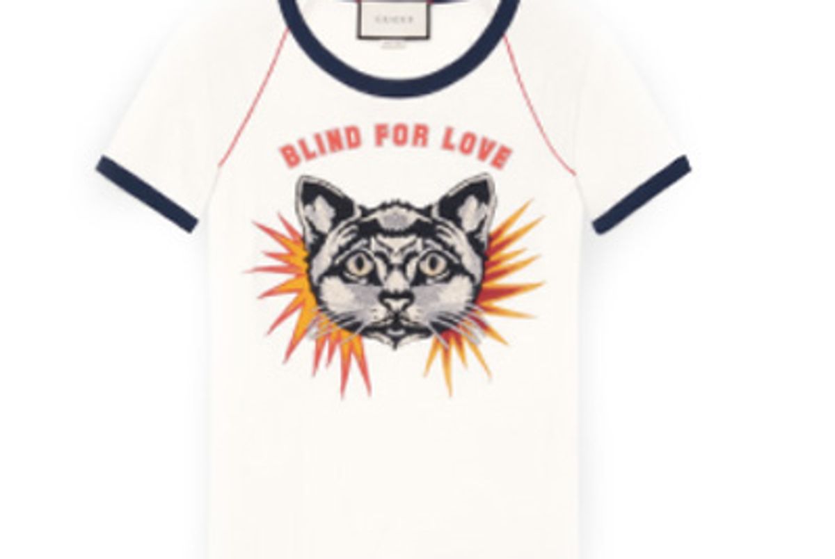 T-shirt with Cat Appliqué