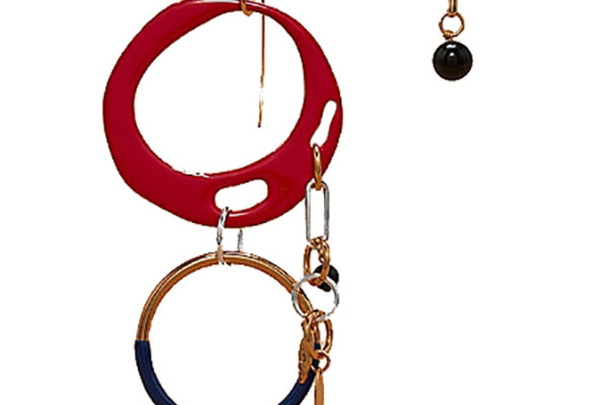 Asymmetric Two Ring Charm Earrings