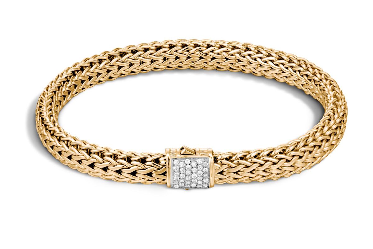 Classic Chain Bracelet with Diamonds in Gold