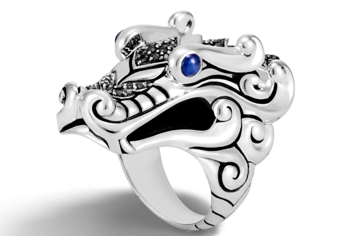 Naga Ring with Black Sapphire, Black Spinel