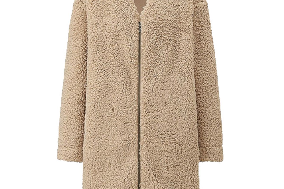 Women Fluffy Fleece Long-Sleeve Coat