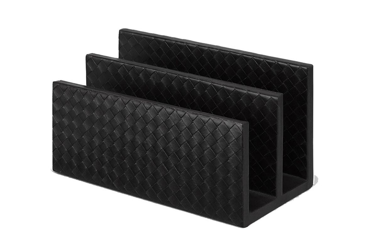 Paper Holder in Nero Intrecciato Nappa
