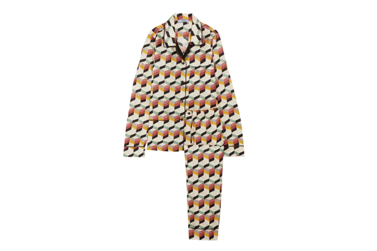 Printed Silk-Twill Pajama Set