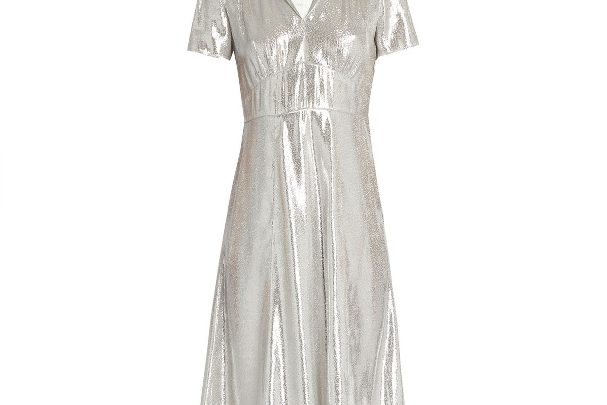 Morgan Short-Sleeved Lamé Dress