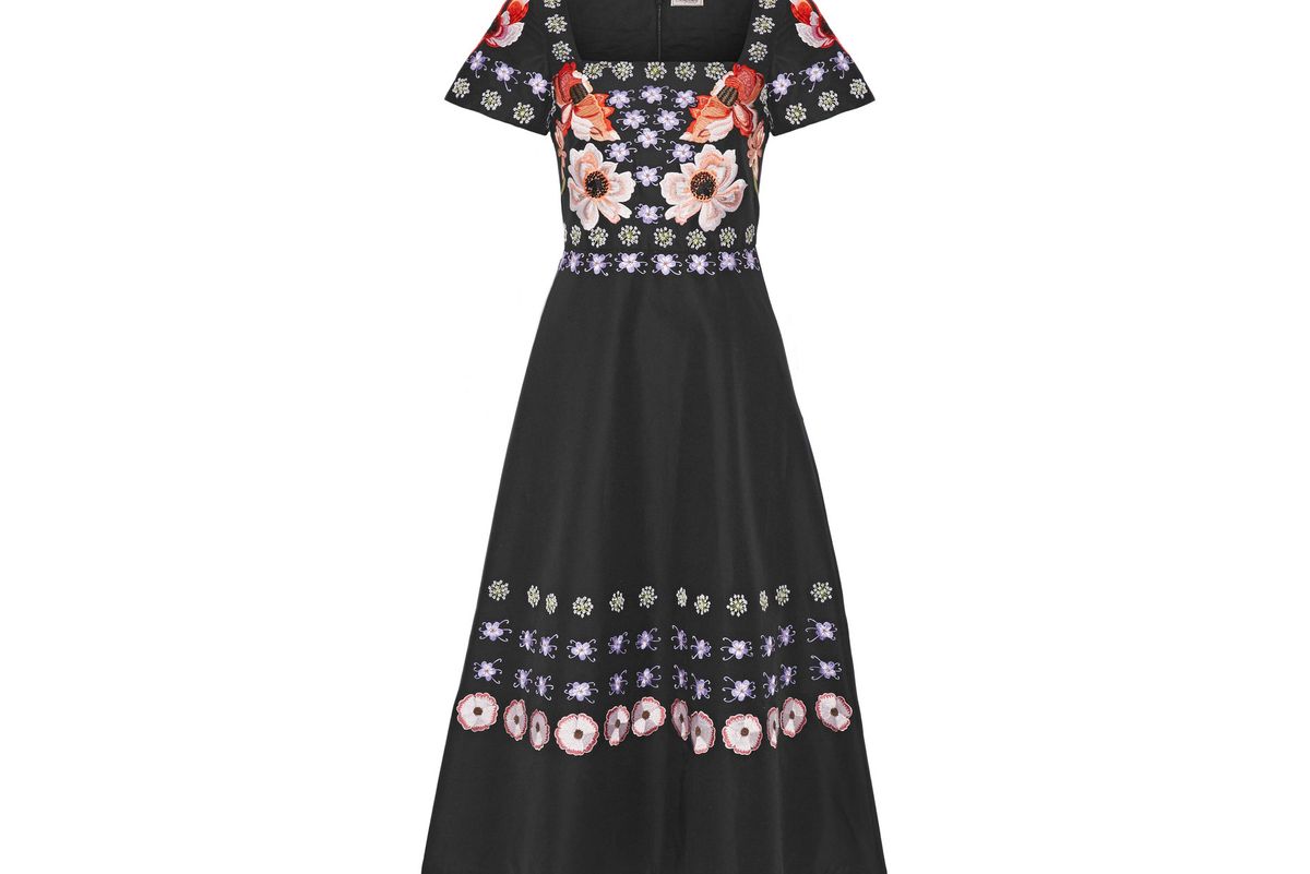 Sylvie embroidered cotton and silk-blend dress