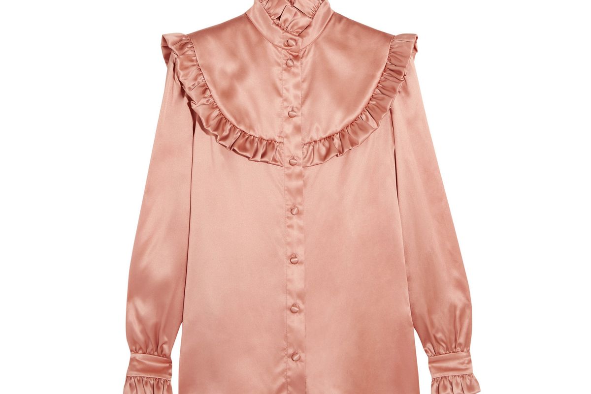 Ruffled silk-satin blouse