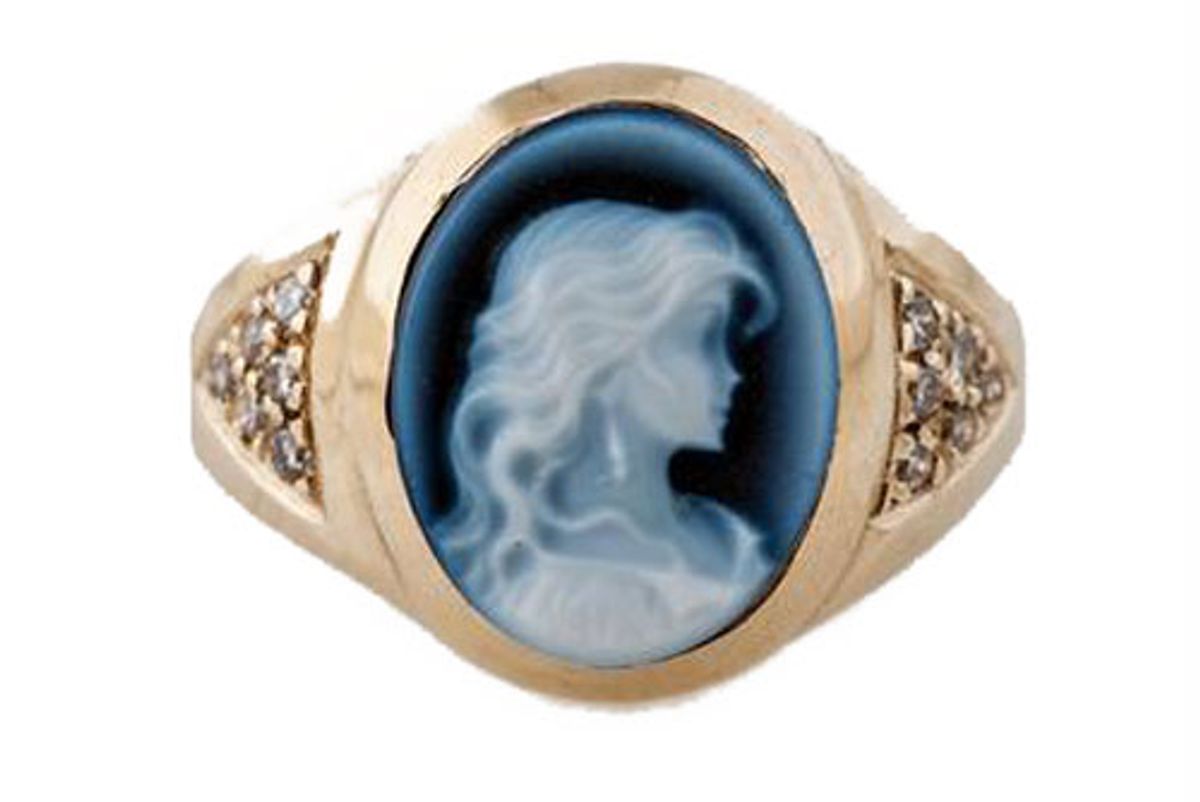 Carved Agate Blue Charlotte Cameo Ring