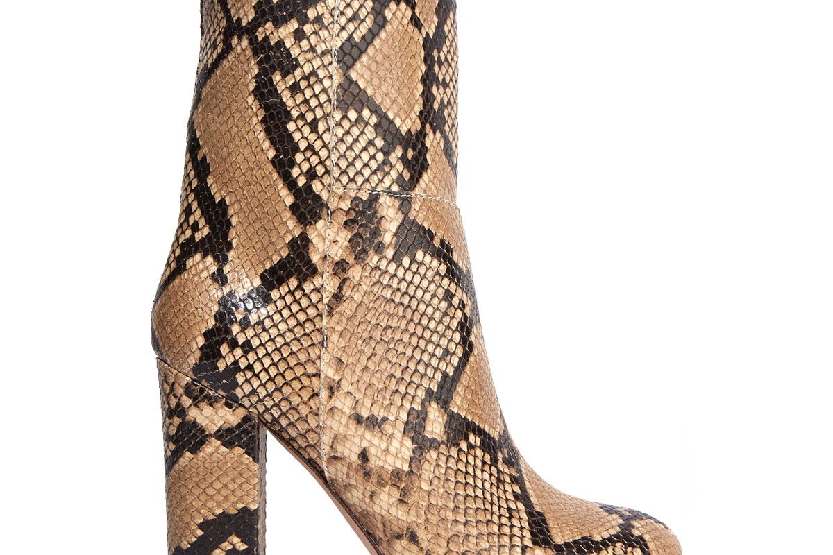 Snake-Effect Leather Boots
