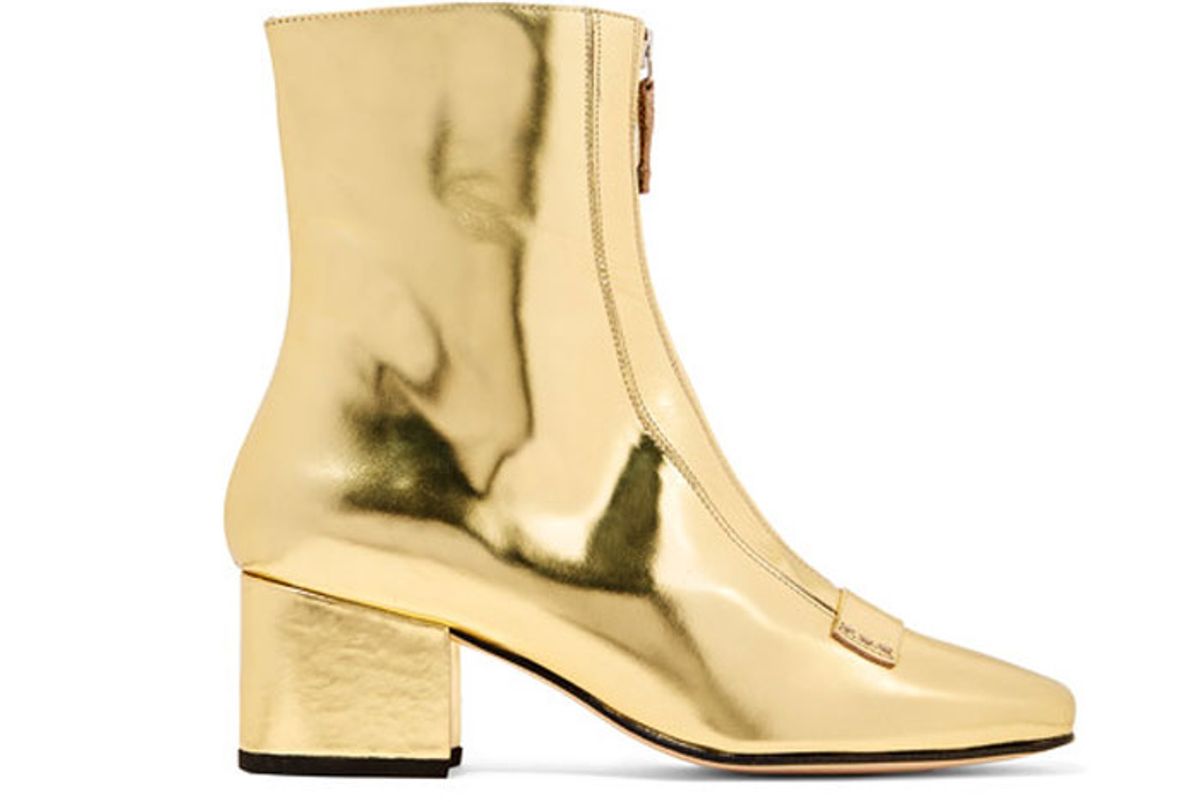 Double Delta Mirrored-Leather Ankle Boots
