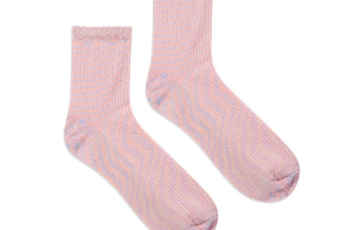 Crop Rib Glitter Ankle Socks