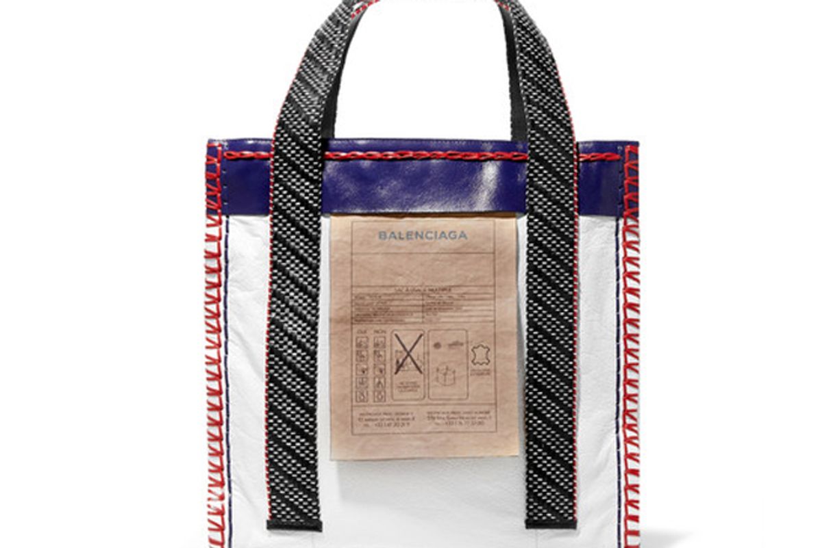 Scaffold Whipstitched Paneled Textured-Leather Tote