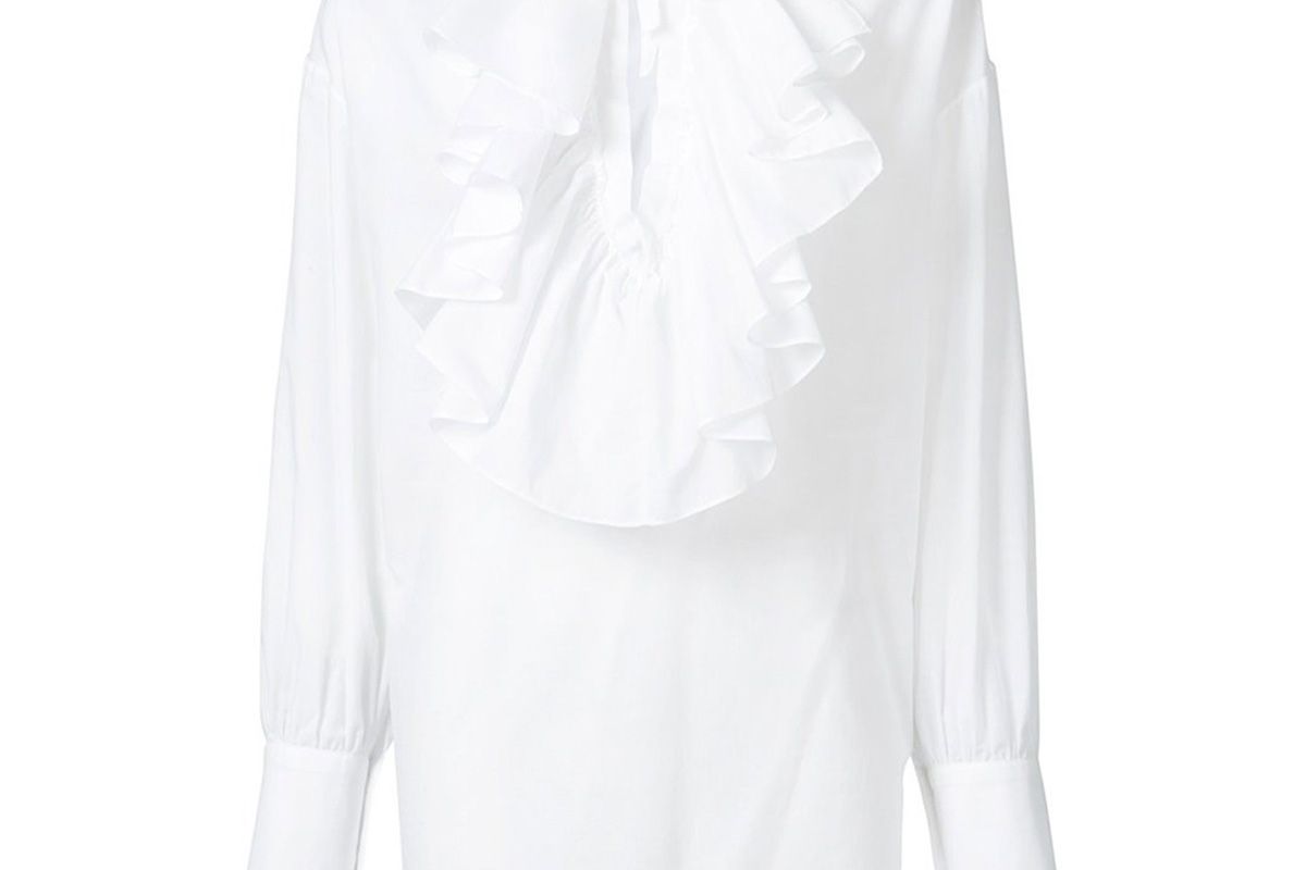 WSP Ruffle Peasant Top in White