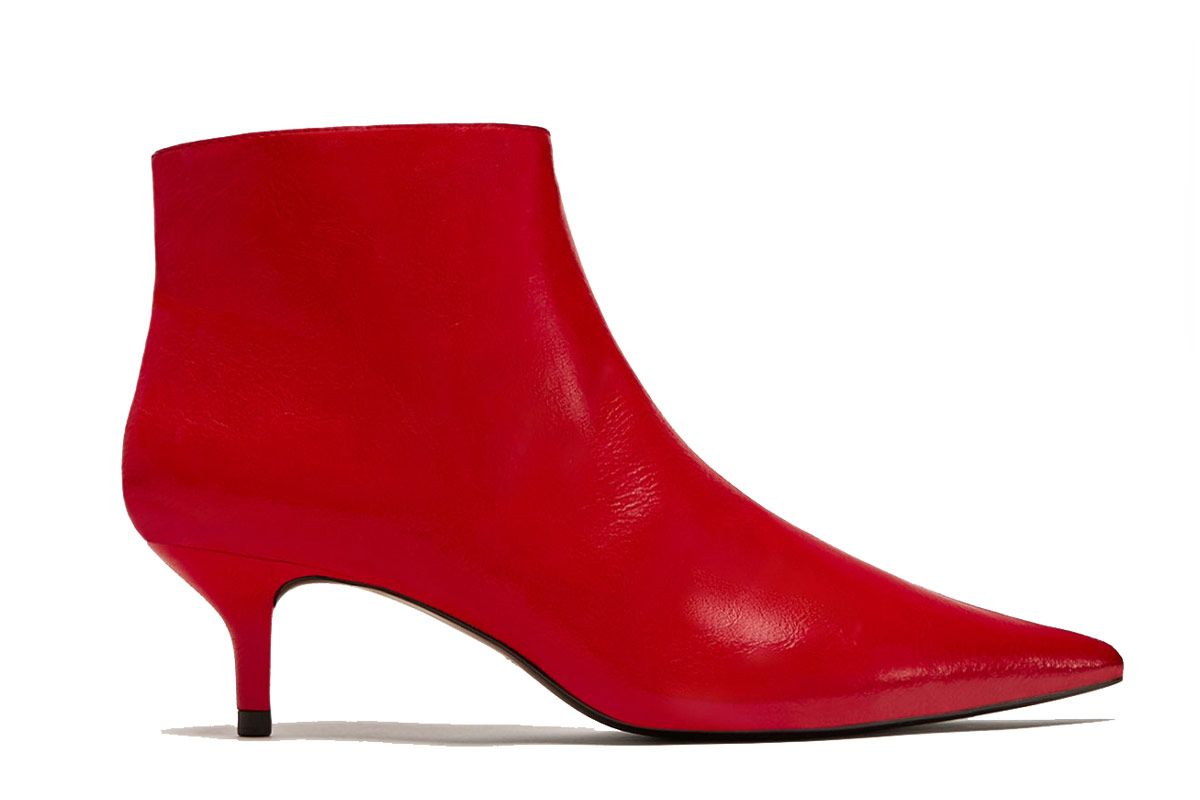 Red Mid-Heel Ankle Boots