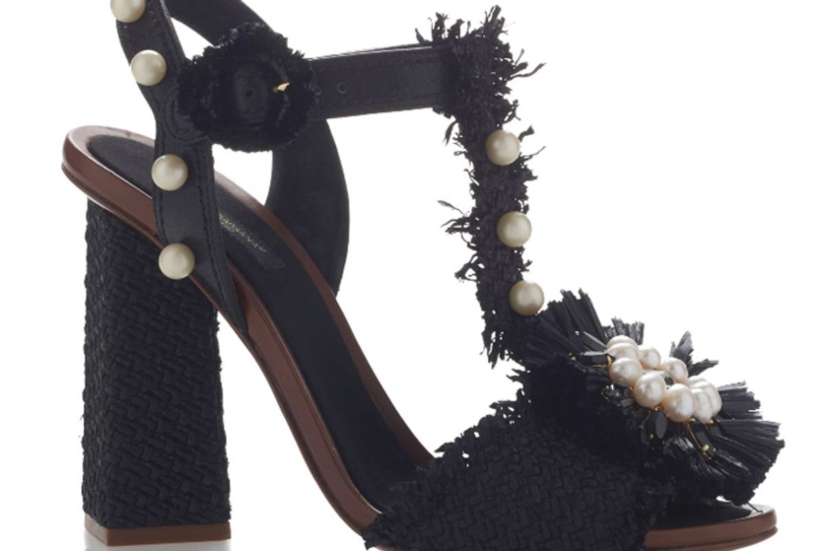 Embellished Raffia Sandals