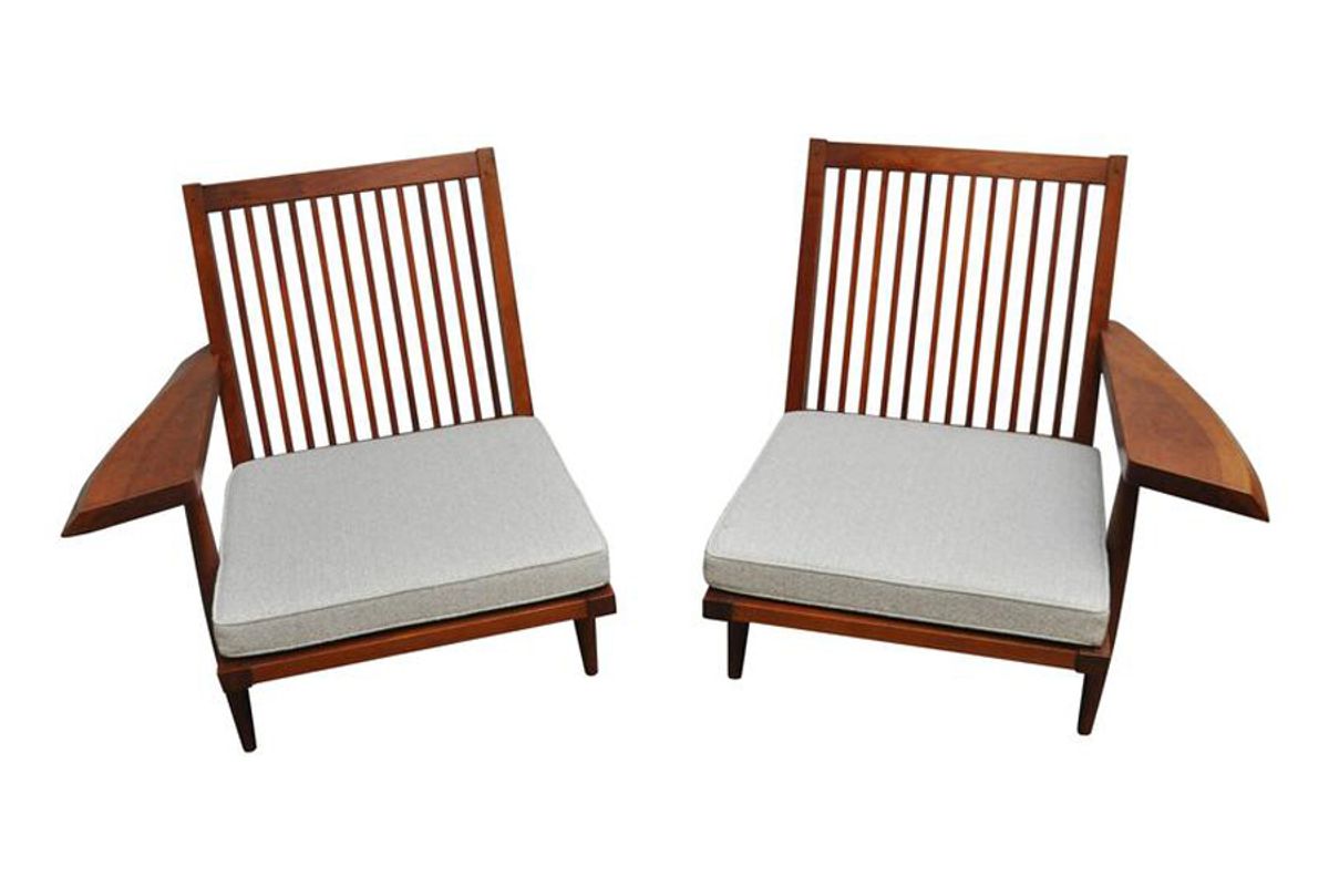 Cherry Spindle Back Lounge Chairs