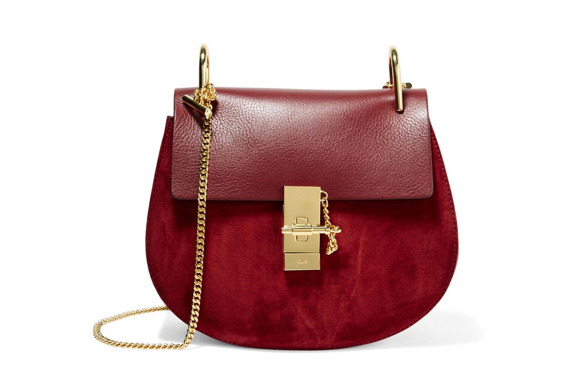 Drew small leather and suede shoulder bag